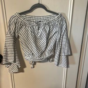 Off-shoulder striped top